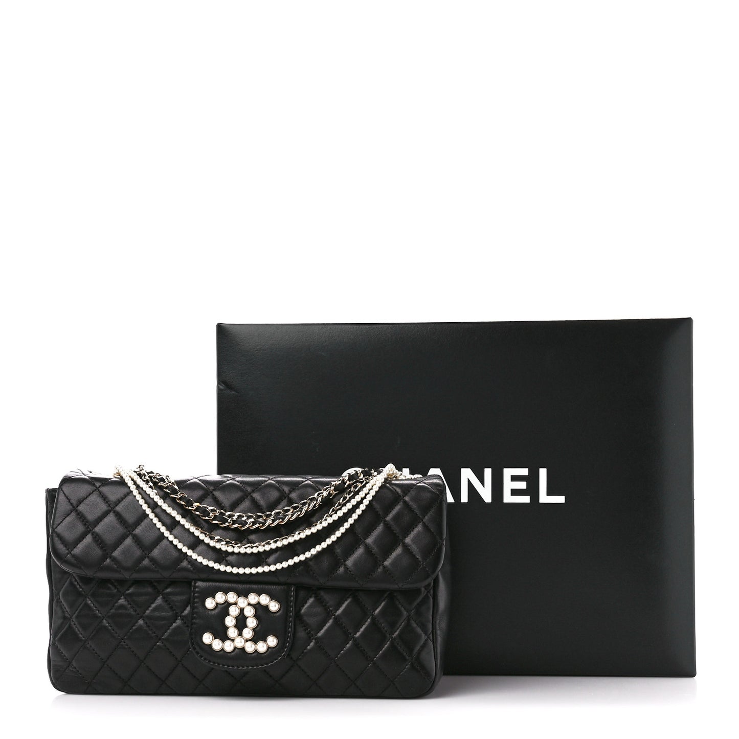 Lambskin Quilted Medium Westminster Pearl Flap Black