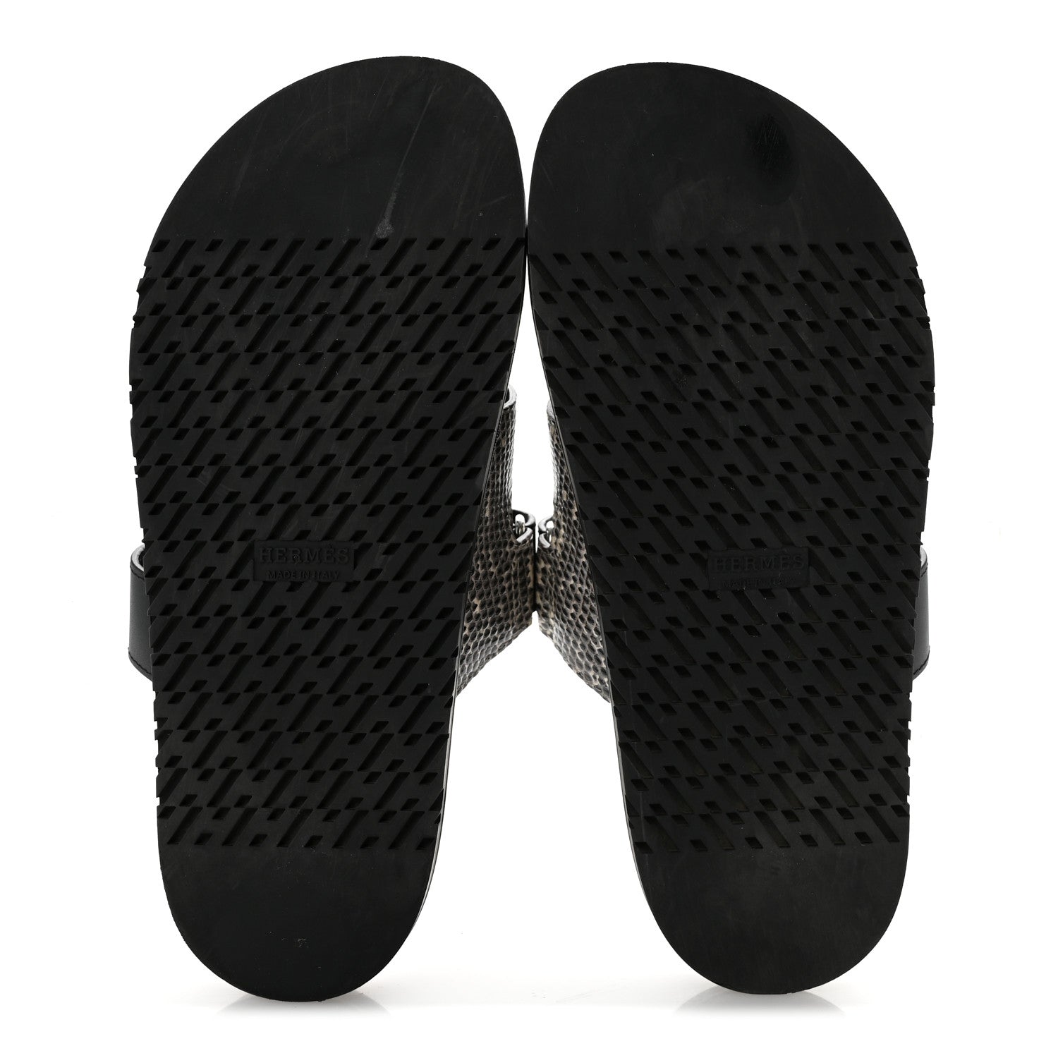 Hermes Lizard Calfskin Womens Chypre Sandals 38.5 Ombre Black 6 of 9