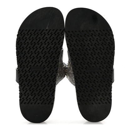 Hermes Lizard Calfskin Womens Chypre Sandals 38.5 Ombre Black 6 of 9