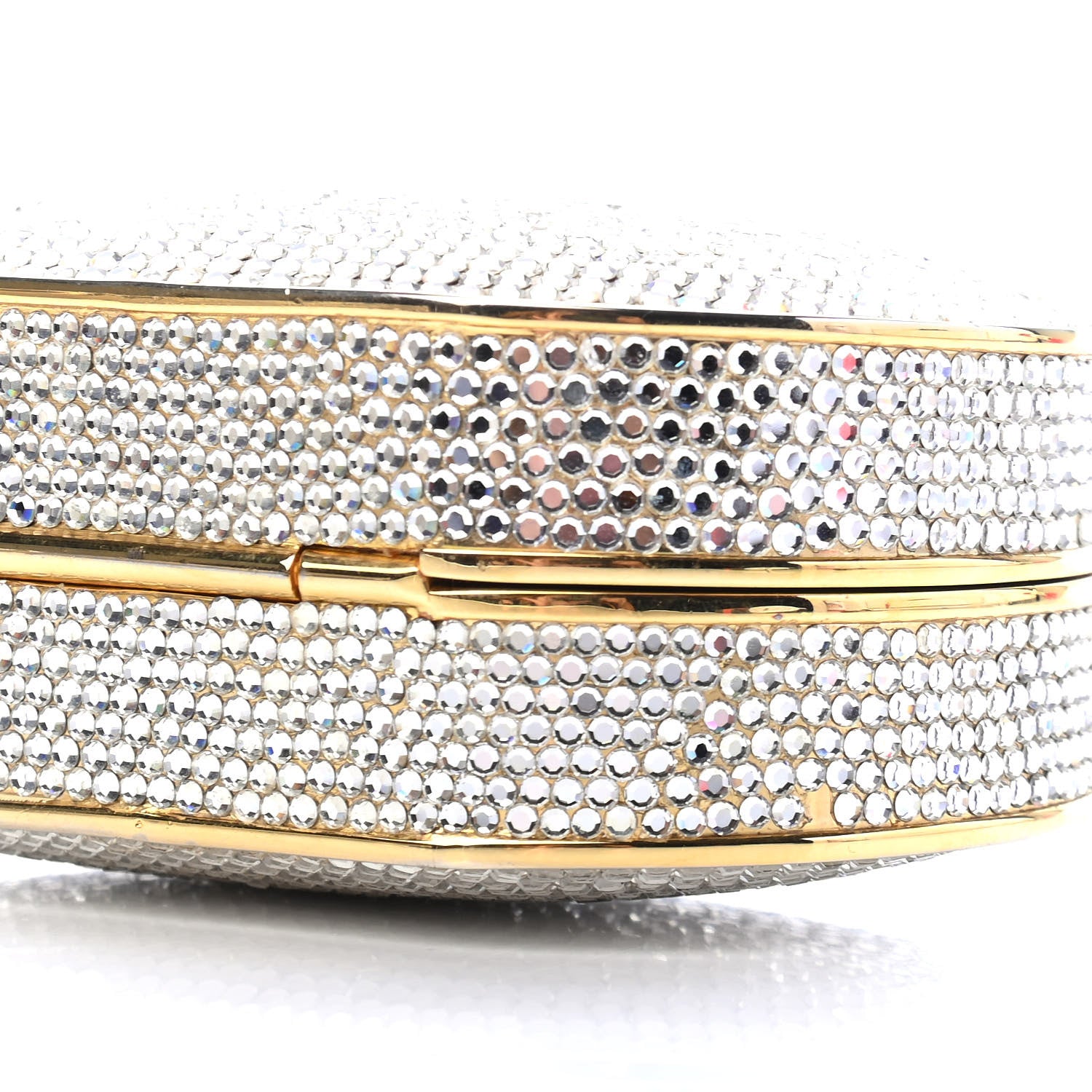 Judith Leiber Swarovski Crystal Minaudiere Clutch Gold Silver 7 of 7