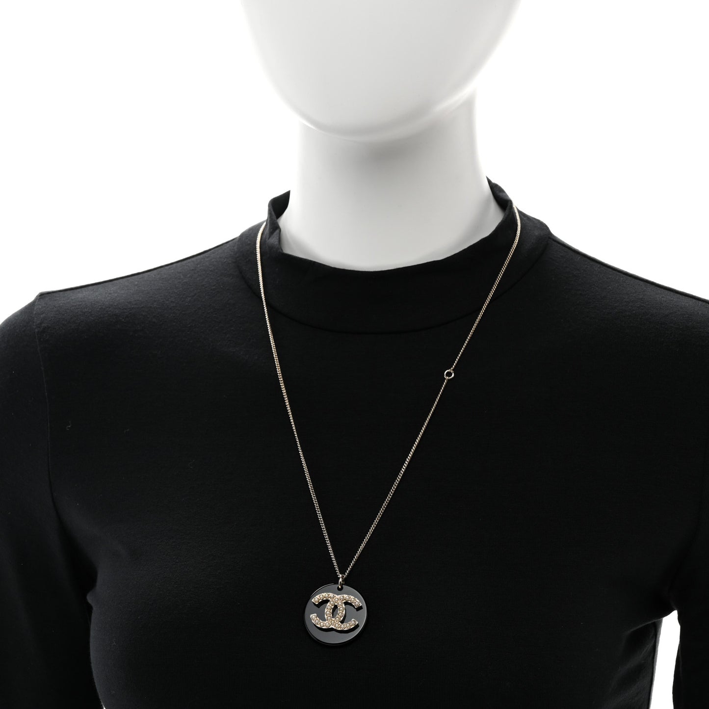 Pearl Resin CC Pendant Necklace Gold Black