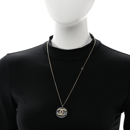 Chanel Pearl Resin CC Pendant Necklace Gold Black 2 of 5