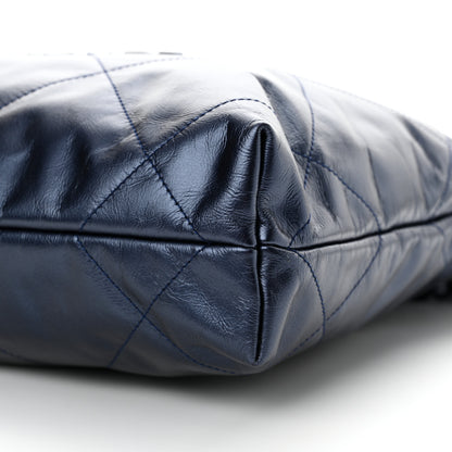 Chanel Metallic Calfskin Quilted Small Chanel 22 Navy Blue 11 of 12