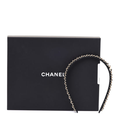 Chanel Metal Lambskin CC Turnlock Chain Headband Gold Black 5 of 5