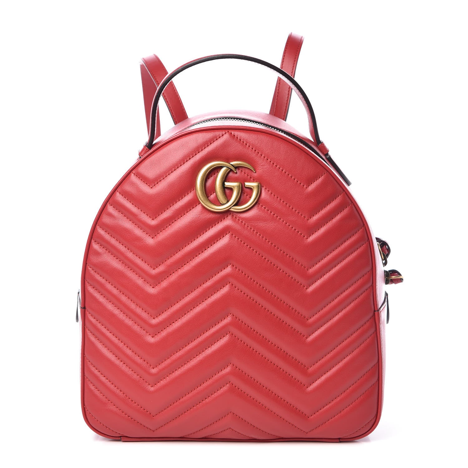 Gucci Calfskin Matelasse GG Marmont Dome Backpack Hibiscus Red 1 of 9