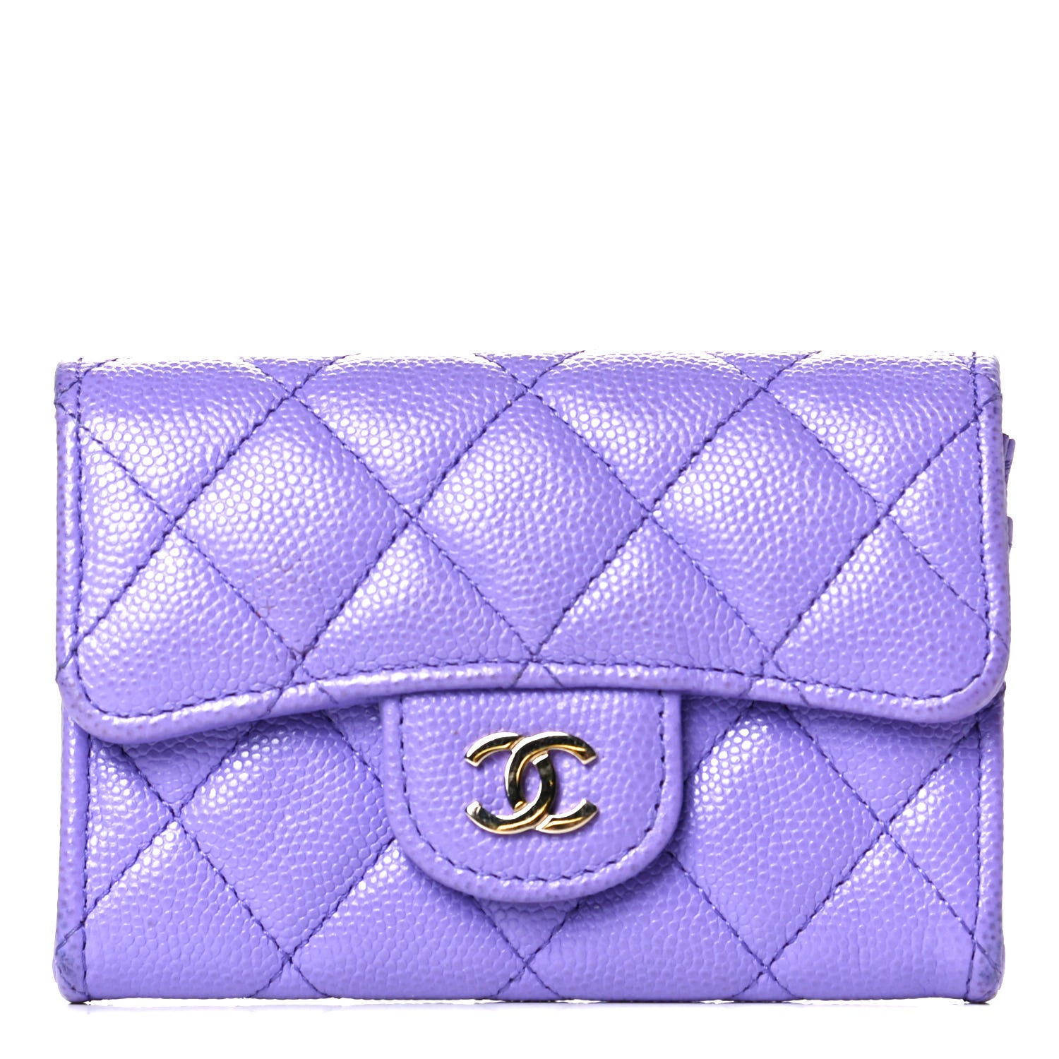 Chanel Caviar Quilted Flap Card Holder Wallet Purple 1 of 6