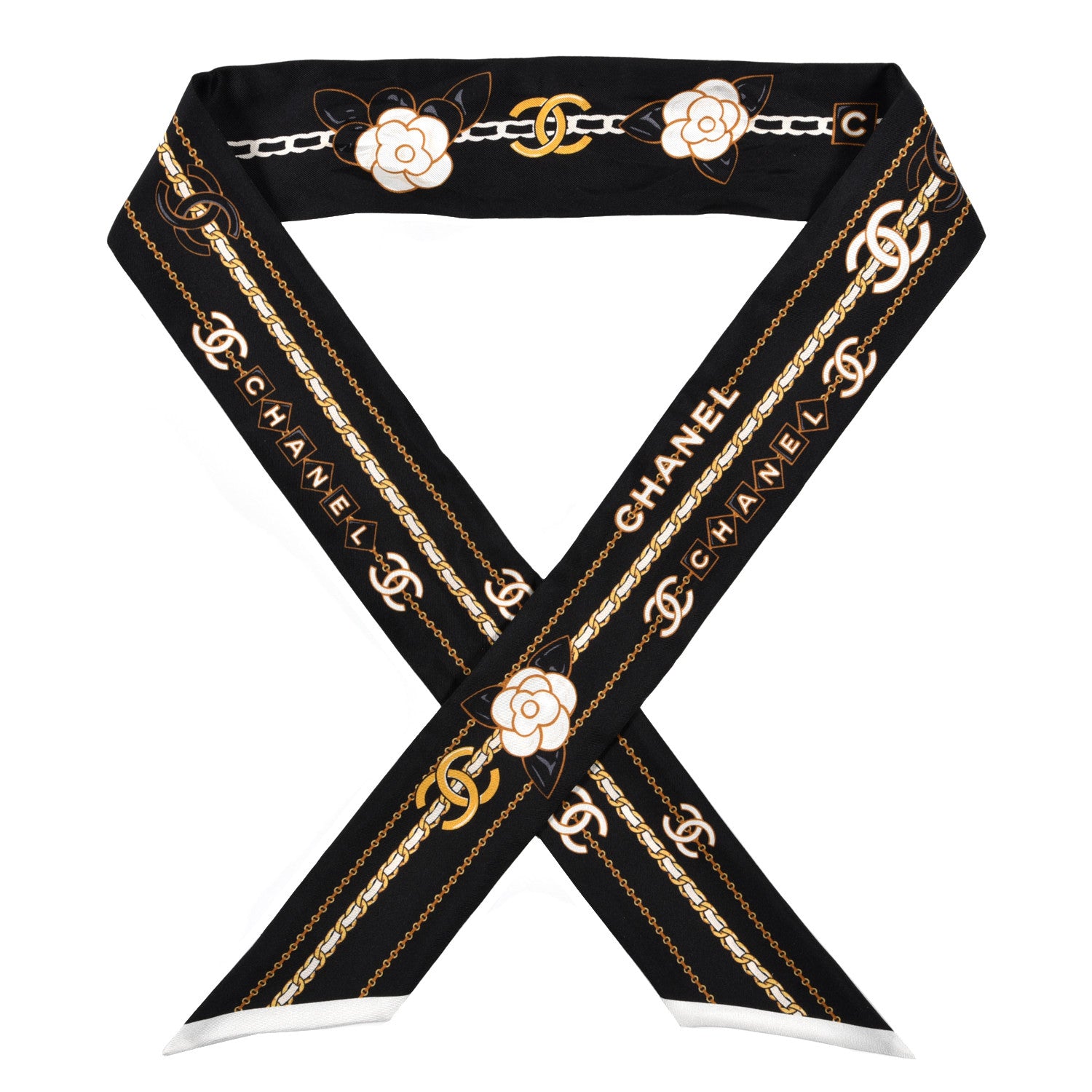 Chanel Silk CC Charms Slim Bandeau Scarf Black 1 of 3