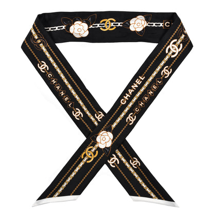 Chanel Silk CC Charms Slim Bandeau Scarf Black 1 of 3