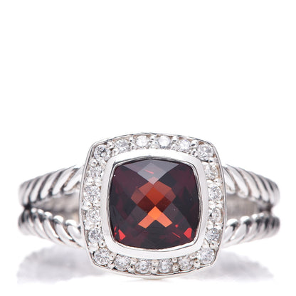 David Yurman Sterling Silver Diamond Garnet 7mm Petite Albion Ring 56 7.5 1 of 5