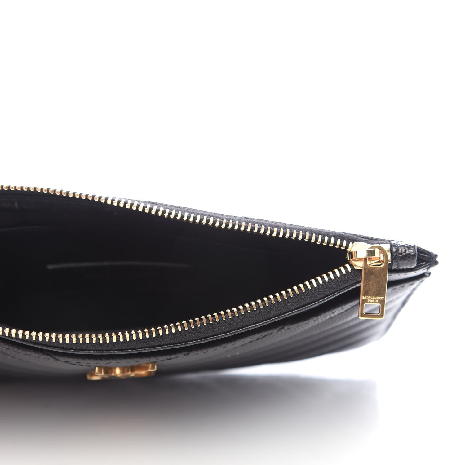 Saint Laurent Grain De Poudre Chevron Monogram Bill Pouch Black 5 of 8