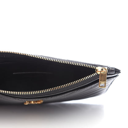 Saint Laurent Grain De Poudre Chevron Monogram Bill Pouch Black 5 of 8