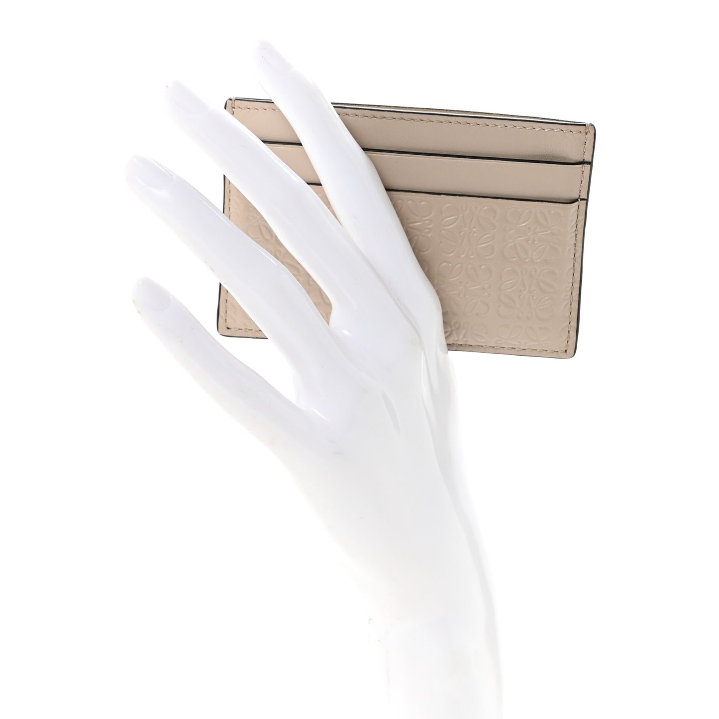 Calfskin Embossed Anagram Cardholder Light Oat
