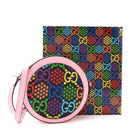 Gucci GG Supreme Monogram Psychedelic Round Shoulder Bag Black Multicolor Sugar Pink 14 of 14