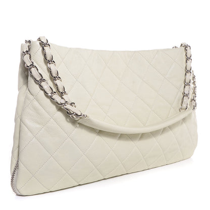 Chanel Quilted Caviar Expandable Zip Shoulder Bag White 3 of 7