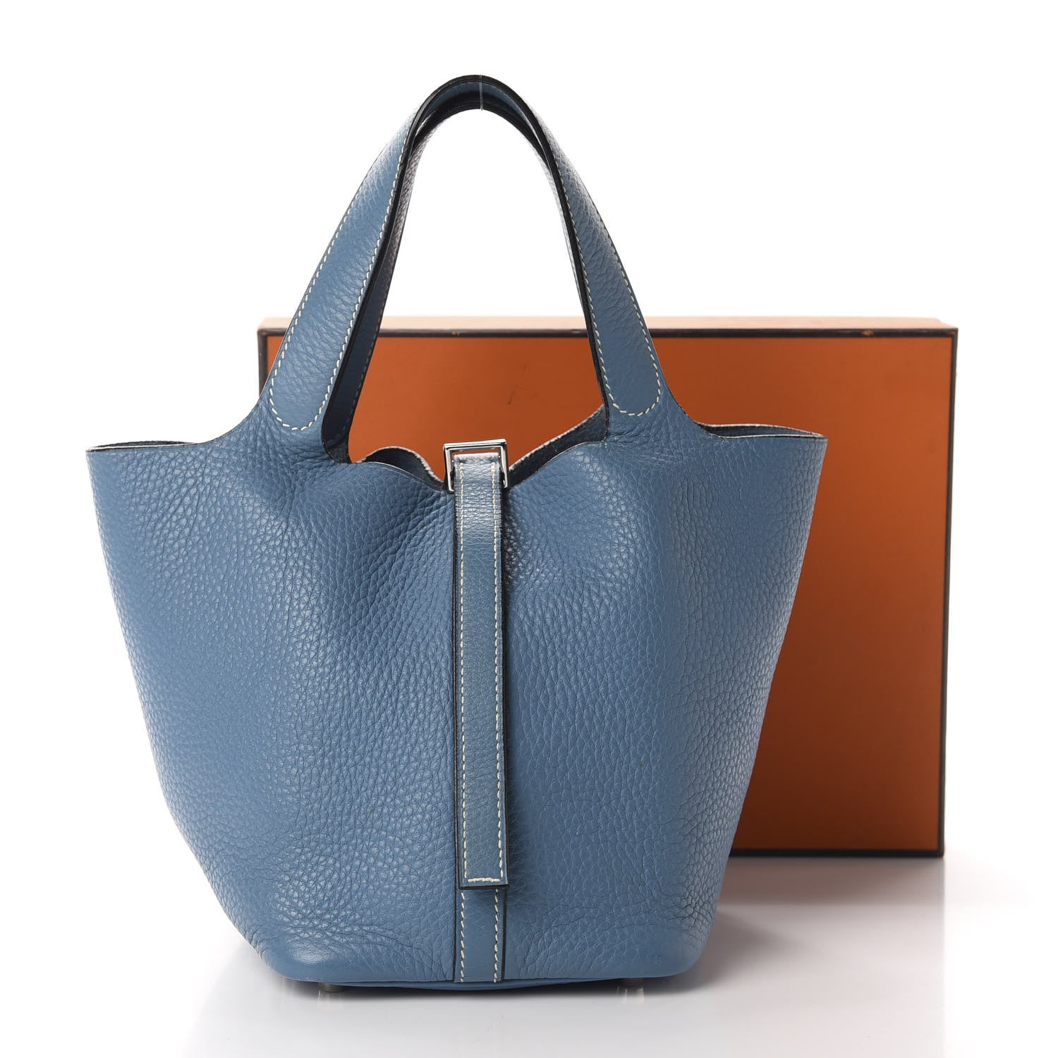 Hermes Taurillon Clemence Picotin 18 PM Blue Jean 11 of 11