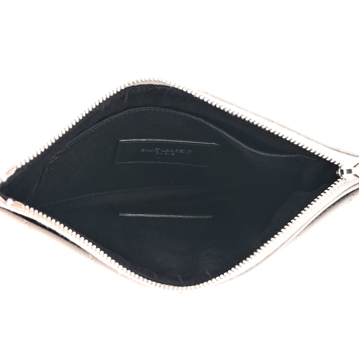 Saint Laurent Grain De Poudre Chevron Monogram Bill Pouch Granite 5 of 8