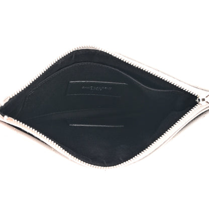Saint Laurent Grain De Poudre Chevron Monogram Bill Pouch Granite 5 of 8