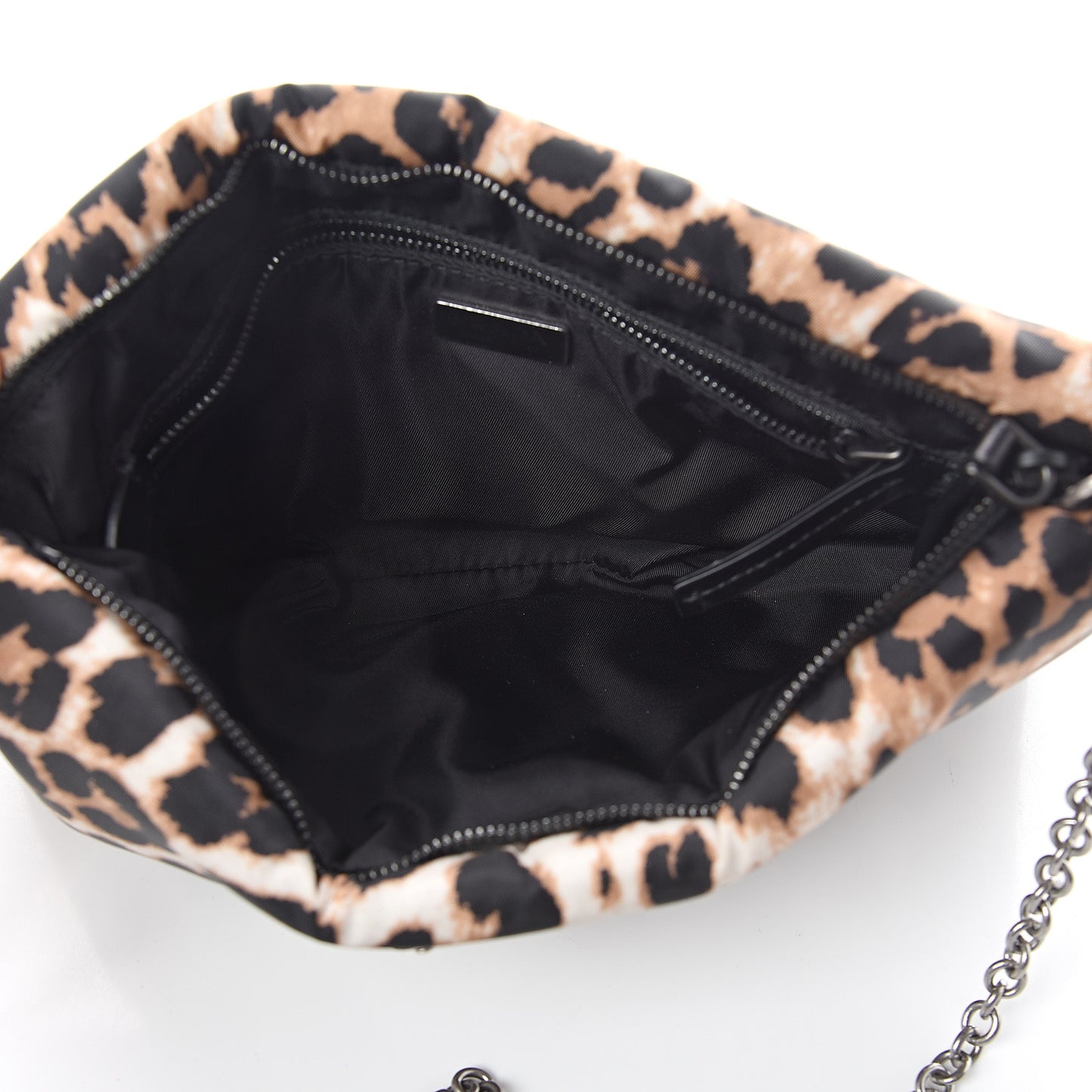 Tessuto Soft Nylon Leopard Print Crossbody Avorio