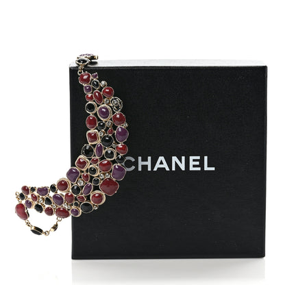 Chanel Crystal Bead Gripoix Poured Glass CC Necklace Multicolor 5 of 5