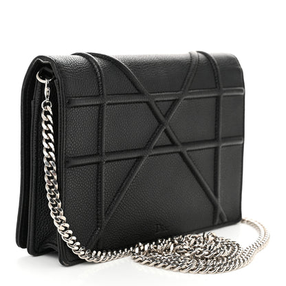 Christian Dior Grained Calfskin Diorama Wallet on Chain Pouch Black 3 of 11