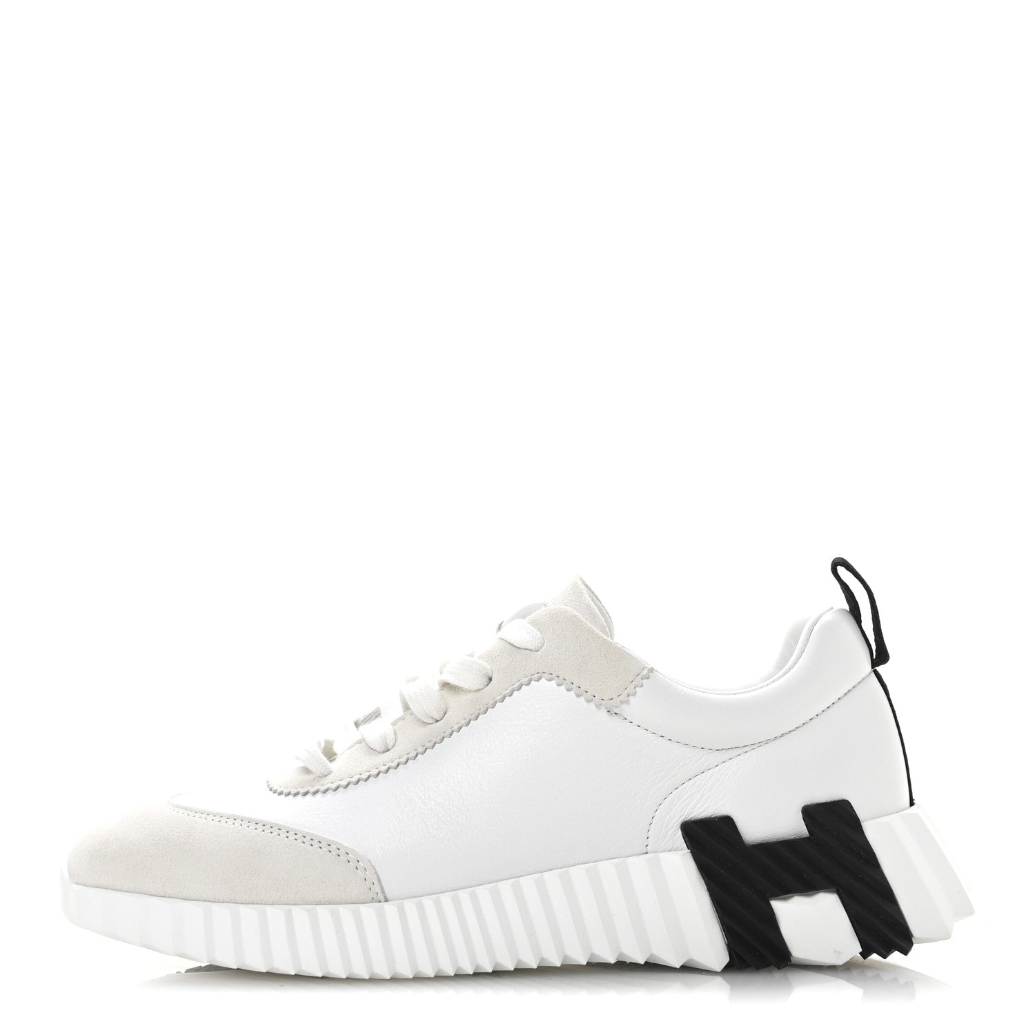 Hermes Calfskin Suede Goatskin Bouncing Sneakers 36.5 White 1 of 8