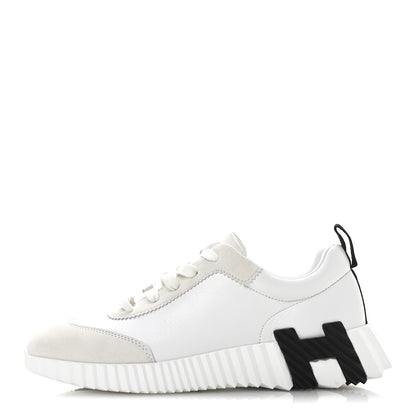 Hermes Calfskin Suede Goatskin Bouncing Sneakers 36.5 White 1 of 8