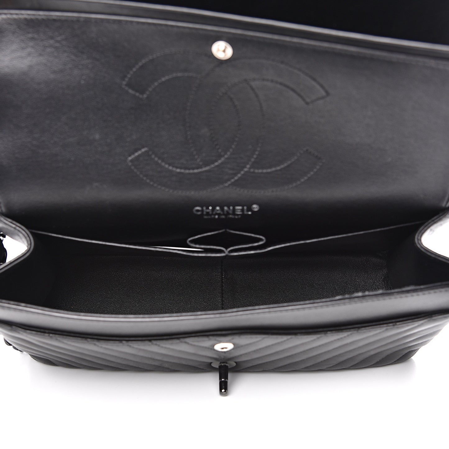 Lambskin Chevron Quilted Jumbo Double Flap So Black