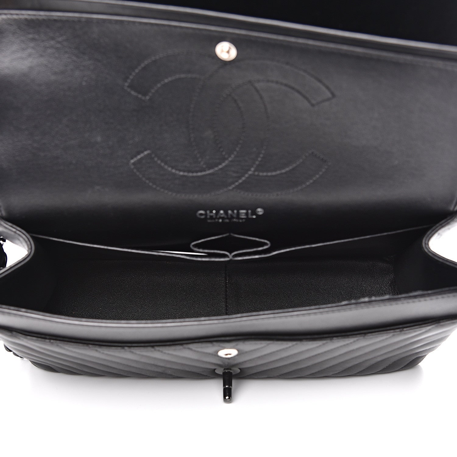 Chanel Lambskin Chevron Quilted Jumbo Double Flap So Black 5 of 18