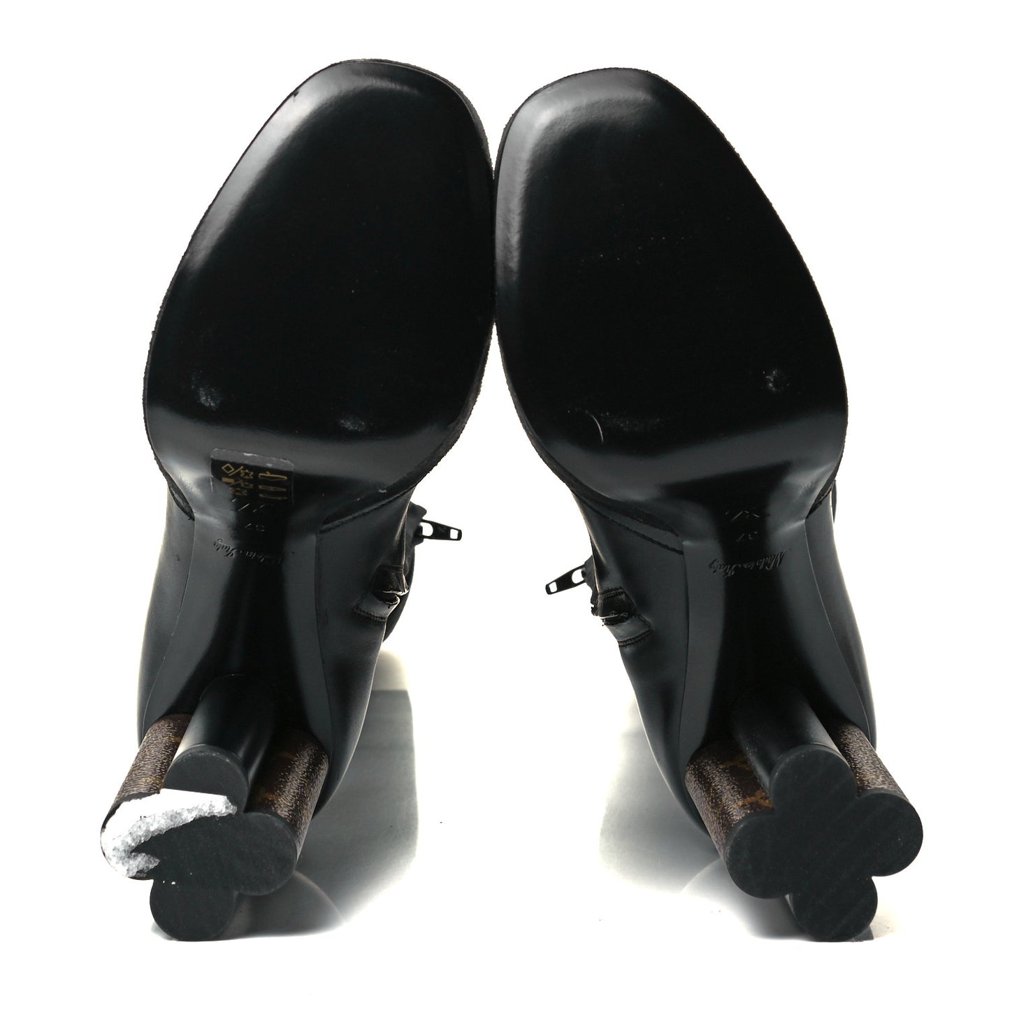 Suede Calfskin Monogram Podium Platform Thigh Boots 37 Black