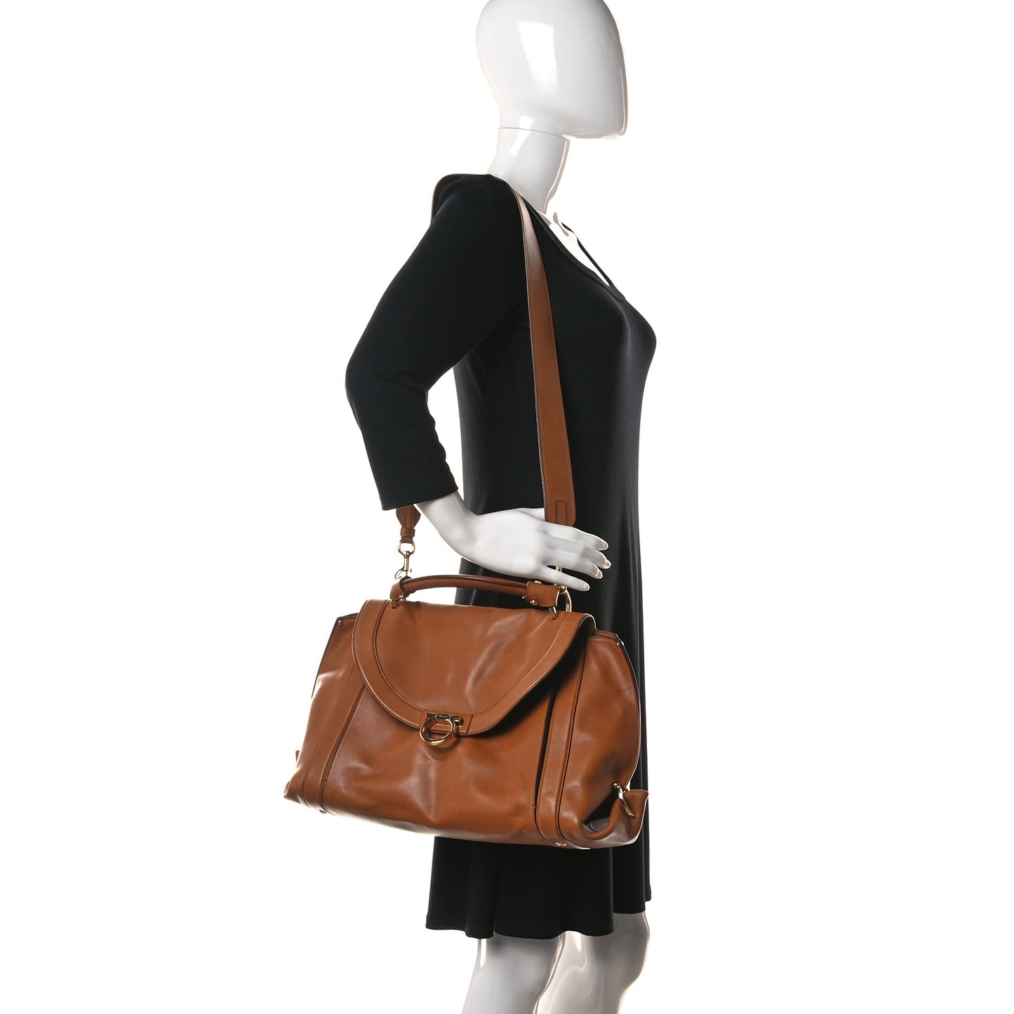 Calfskin Suzanna Gancini Satchel Brown