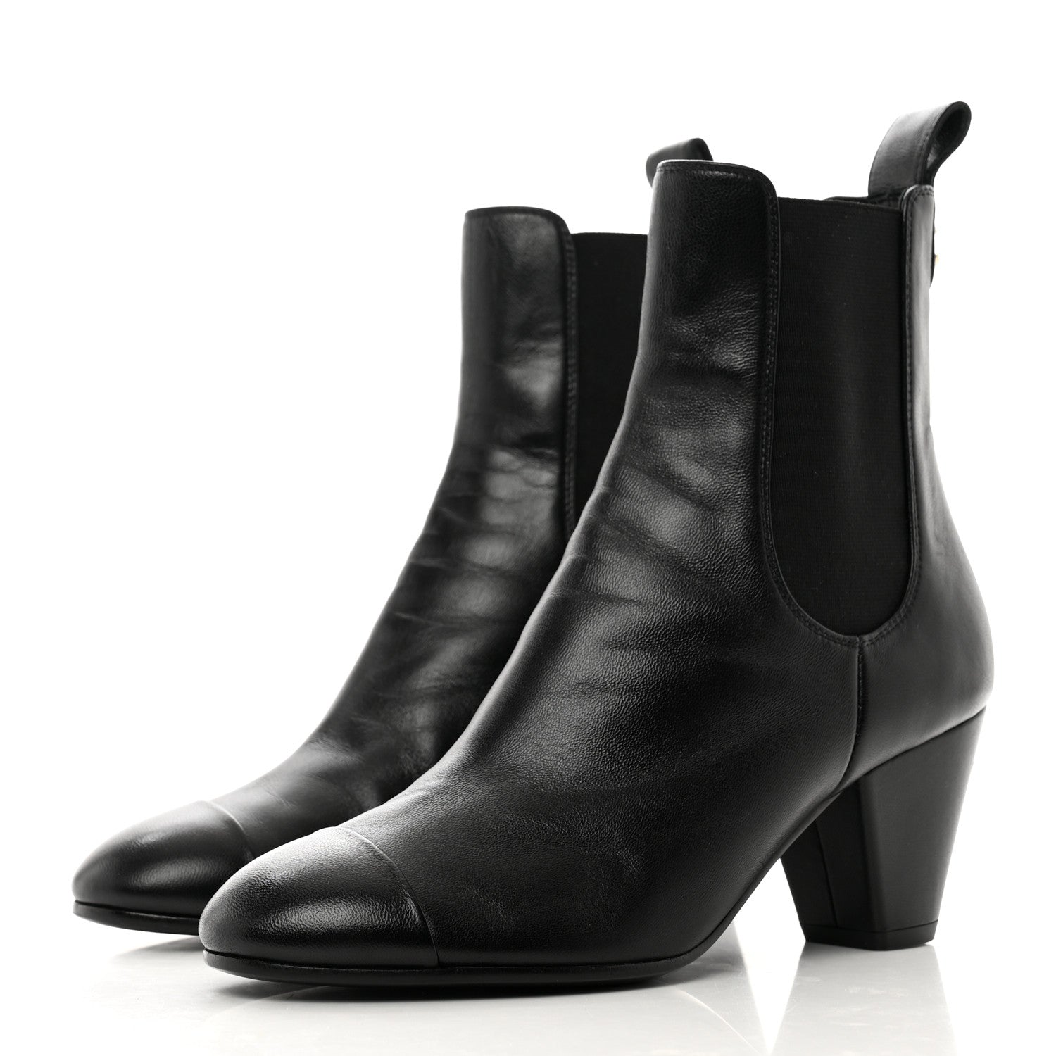 Chanel Lambskin Cap Toe CC Short Ankle Boots 36.5 Black 3 of 7