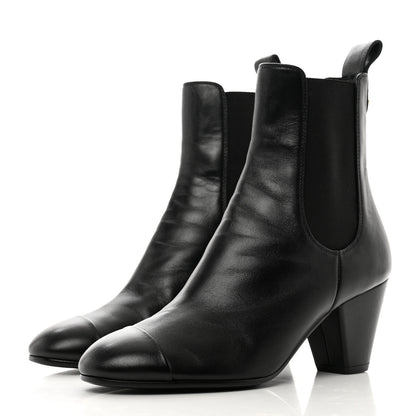 Chanel Lambskin Cap Toe CC Short Ankle Boots 36.5 Black 3 of 7