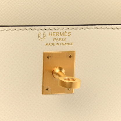 Hermes Epsom Bi-Color Horseshoe Kelly Sellier 25 Craie Trench 6 of 11