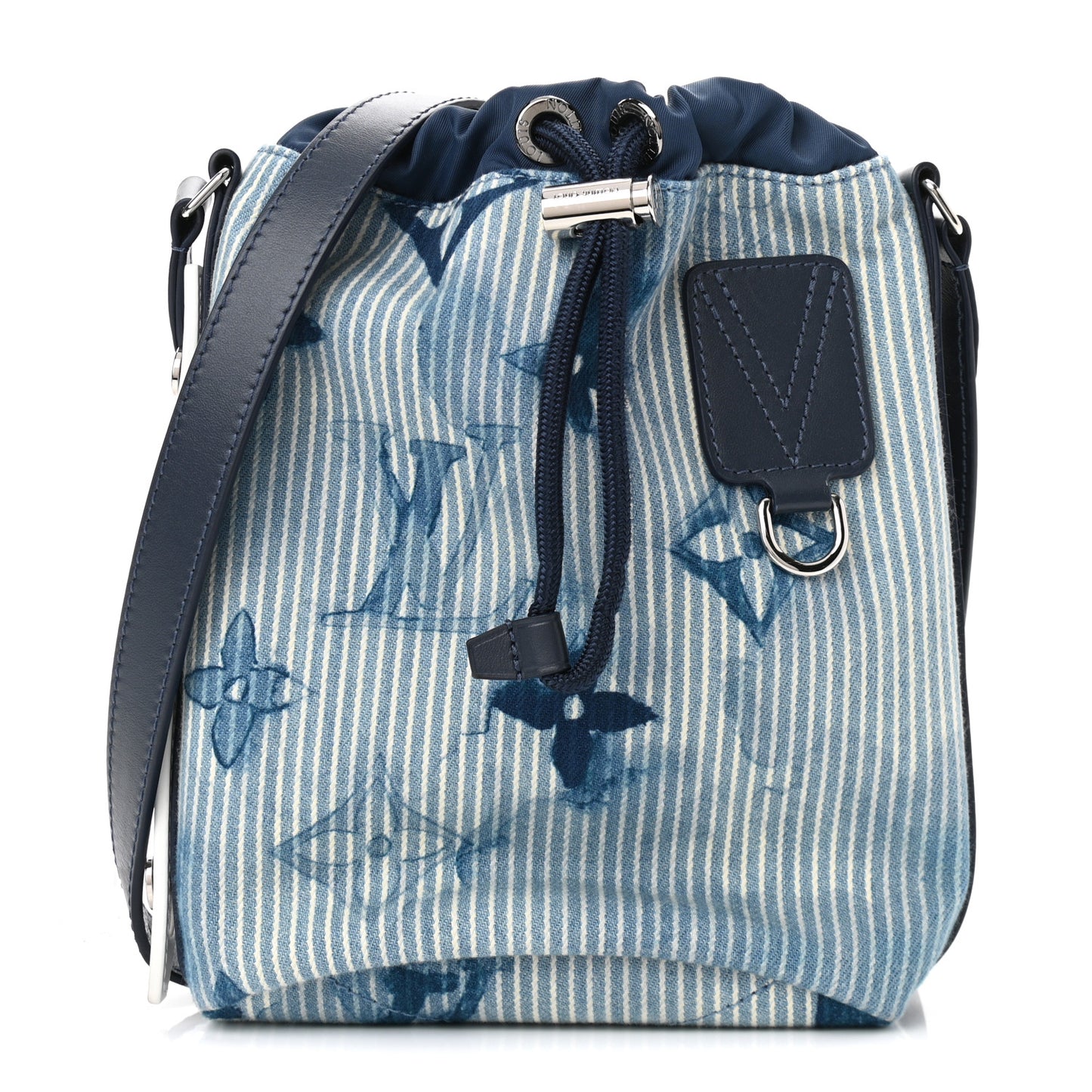 Hickory Stripes Denim Monogram Watercolor Sac Marin BB Blue