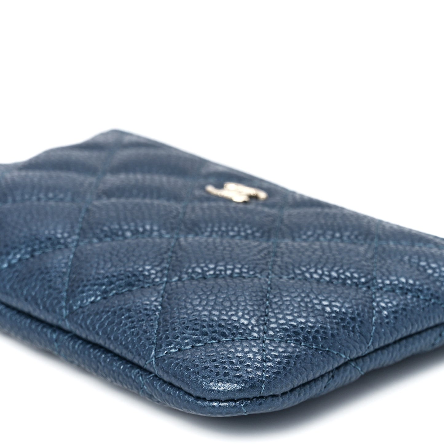 Caviar Quilted Small Cosmetic Case Dark Blue