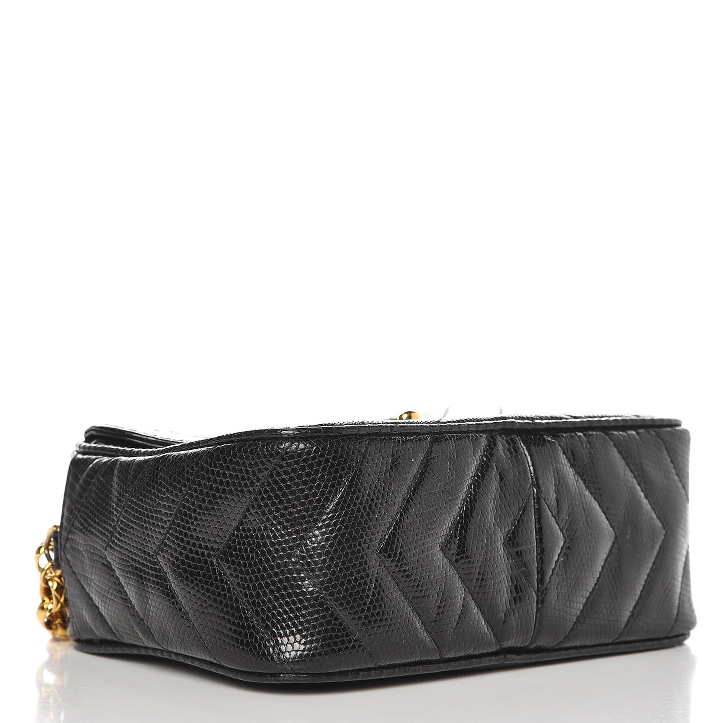 Lizard Chevron Quilted Small Tassel Camera Case Black