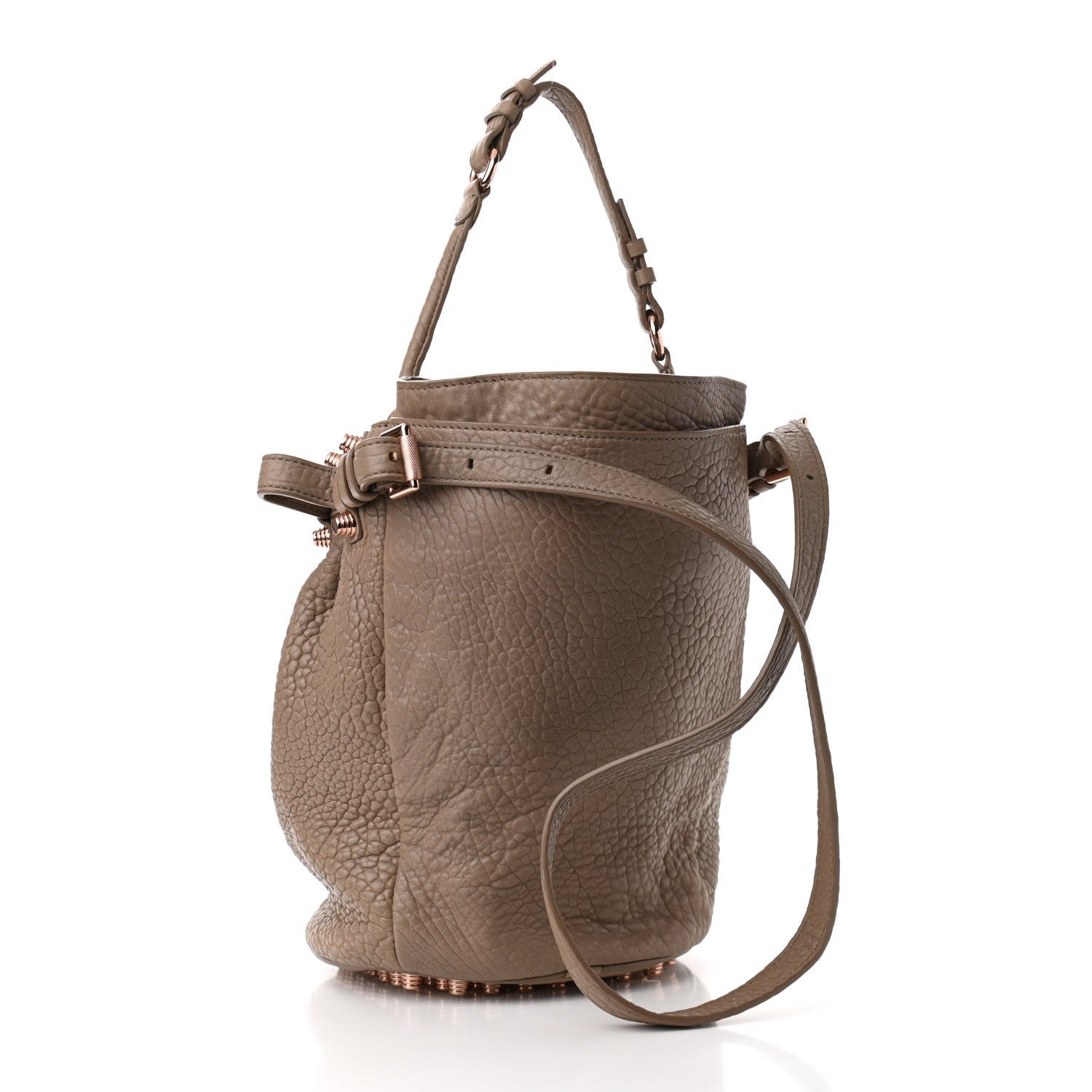 Alexander Wang Pebbled Lambskin Diego Bucket Bag Latte Rose Gold Hardware 3 of 9