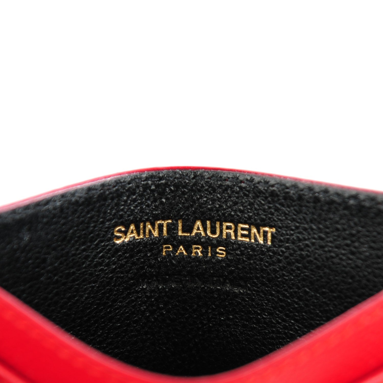 Saint Laurent Grain De Poudre Matelasse Chevron Monogram Credit Card Case Red 13 of 22