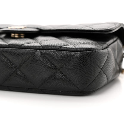 Chanel Caviar Quilted Flap Phone Holder With Chain Black 11 of 12