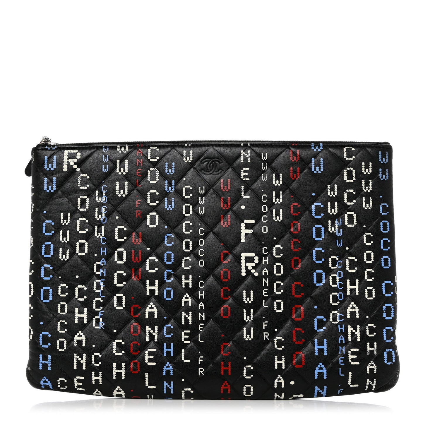 Lambskin Quilted Large Data Center Cosmetic Case Black