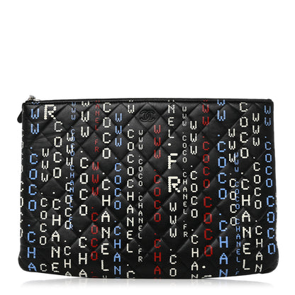Chanel Lambskin Quilted Large Data Center Cosmetic Case Black 1 of 11