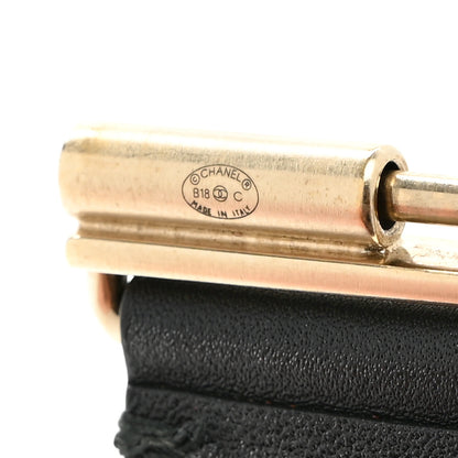 Chanel Calfskin CC Wide Cuff M Black Gold 5 of 6
