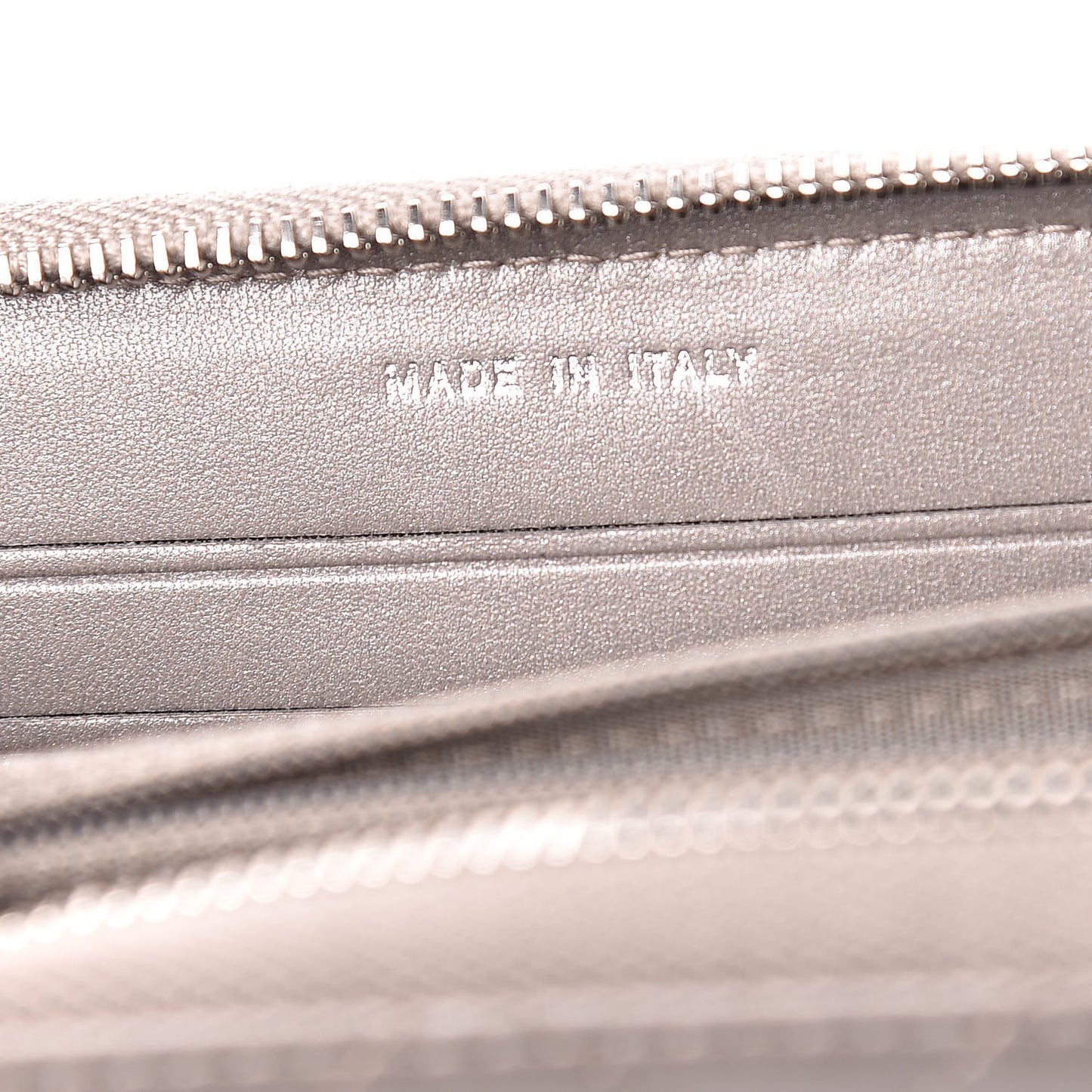 Calfskin Resin Stitched Small Zip Around Wallet Grey