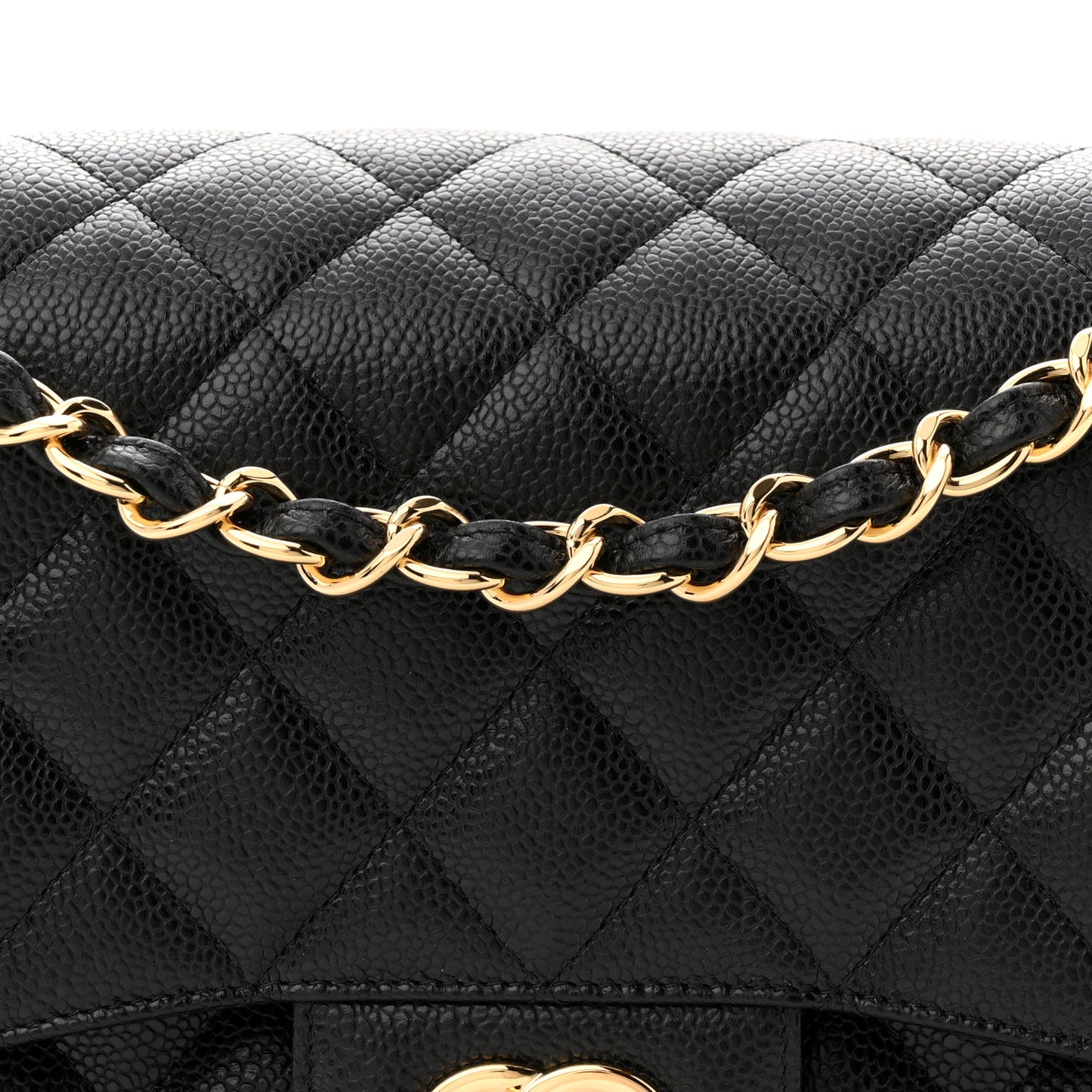 Caviar Quilted Jumbo Double Flap Black