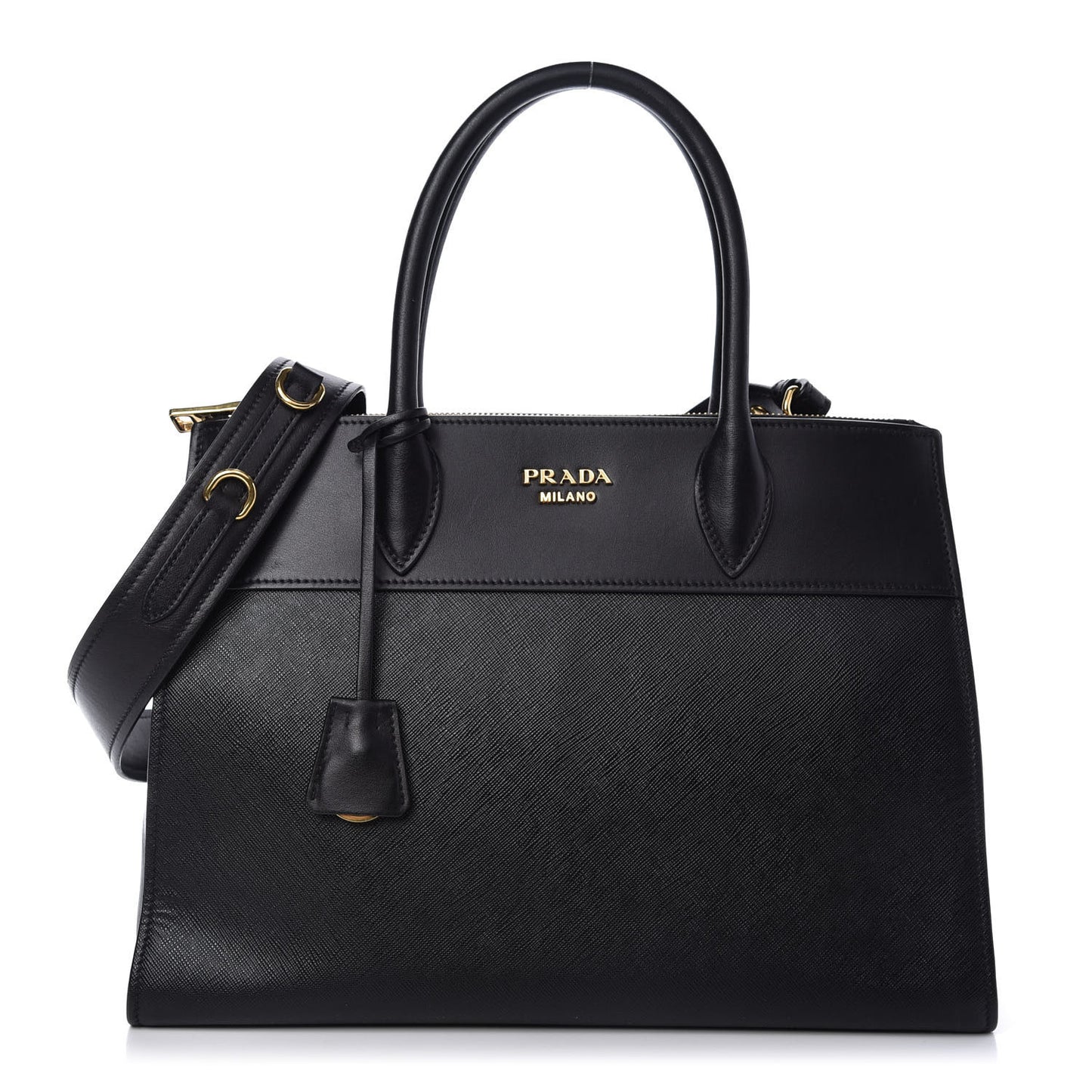 Saffiano City Calfskin Medium Esplanade Tote Black