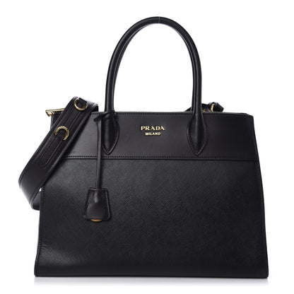 Prada Saffiano City Calfskin Medium Esplanade Tote Black 1 of 9