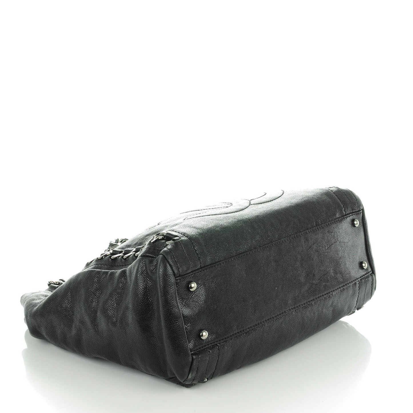 Glazed Caviar Modern Chain Tote Black