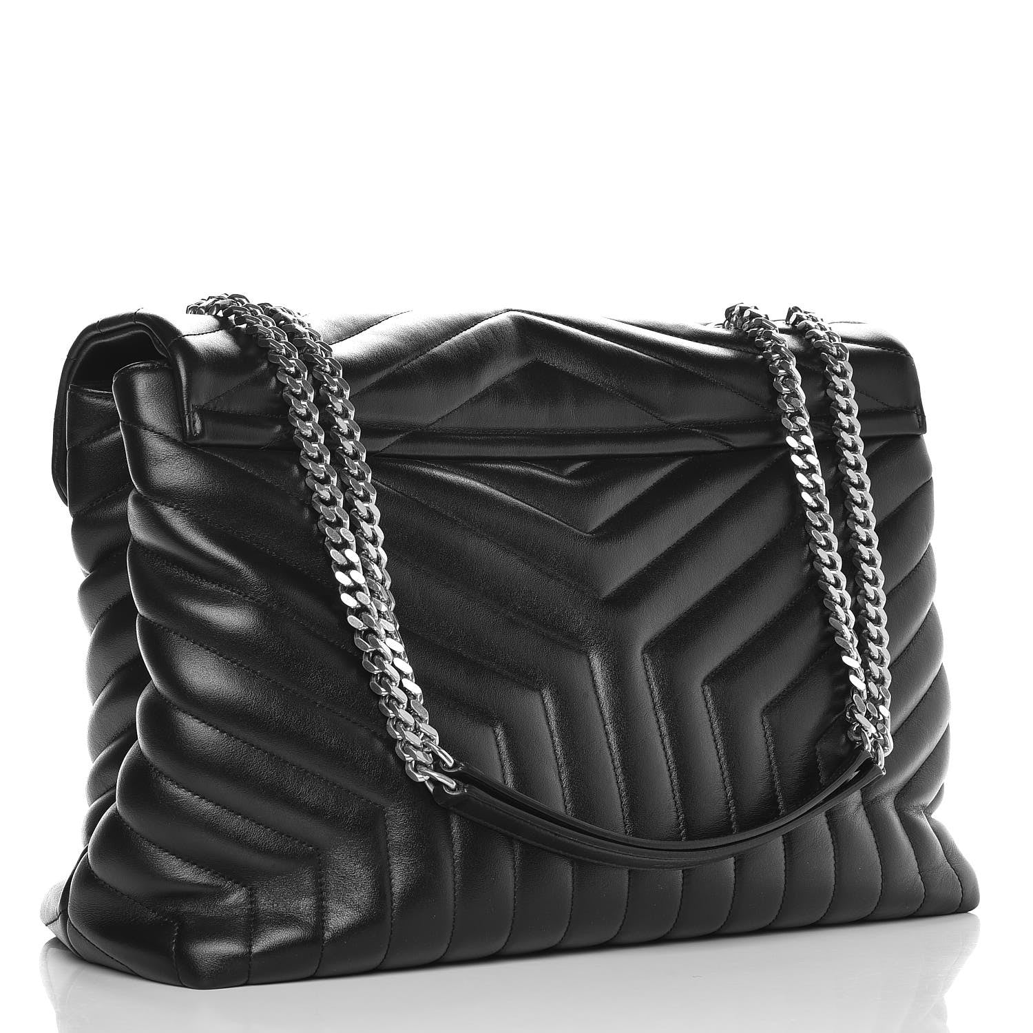 Saint Laurent Calfskin Y Quilted Monogram Large Loulou Chain Satchel Black 3 of 10