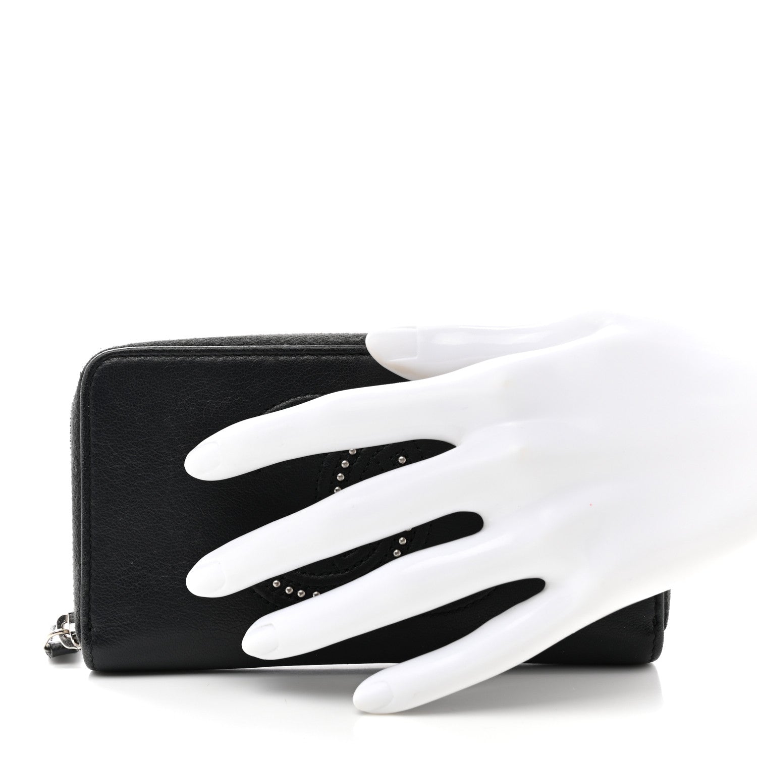 Chanel Lambskin Studded Small Timeless CC Zip Around Wallet Black 2 of 9