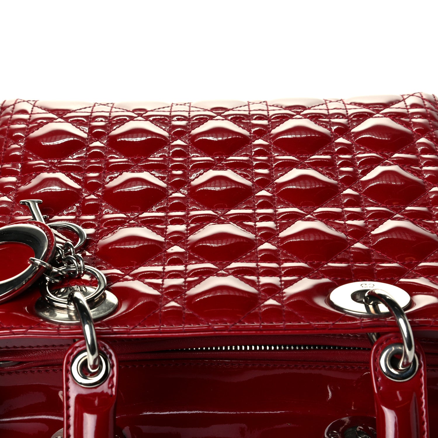 Christian Dior Patent Cannage Medium Lady Dior Red 5 of 7